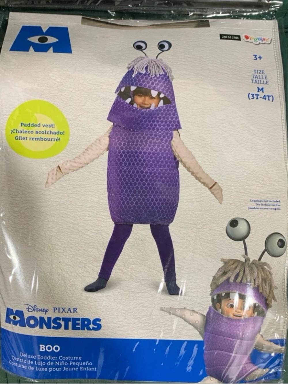 New Disney Pixar Monsters Inc Boo size 3T/4T Deluxe Padded Vest Costume